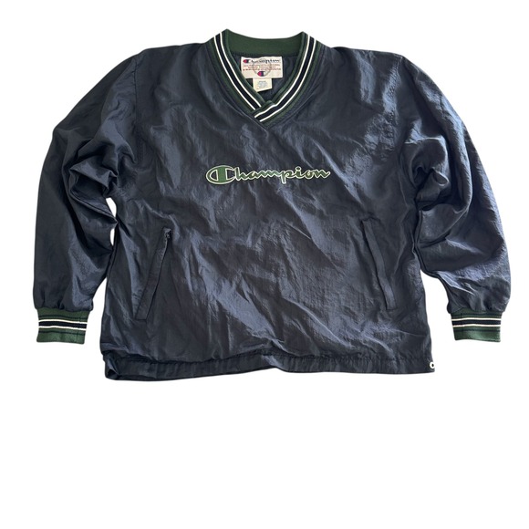 Champion Other - Vintage Champion Medium Navy Blue V-Neck Nylon Men's Pullover Windbreaker